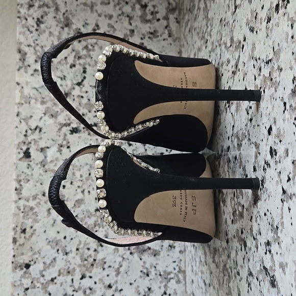 SJP by Sarah Jessica Parker Black Satin Slingback Heels - Picture 8 of 13